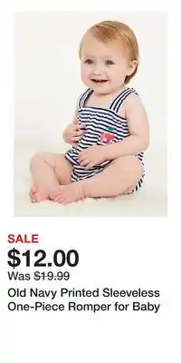 Old Navy Old Navy Printed Sleeveless One-Piece Romper for Baby offer