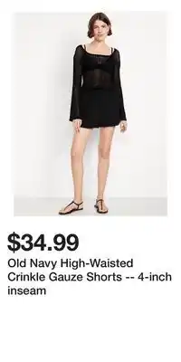 Old Navy Old Navy High-Waisted Crinkle Gauze Shorts -- 4-inch inseam offer