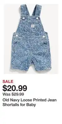 Old Navy Old Navy Loose Printed Jean Shortalls for Baby offer