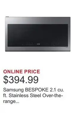 Costco Samsung BESPOKE 2.1 cu. ft. Stainless Steel Over-the-range Microwave - 400 CFM offer