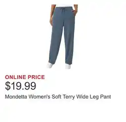 Costco Mondetta Women's Soft Terry Wide Leg Pant offer