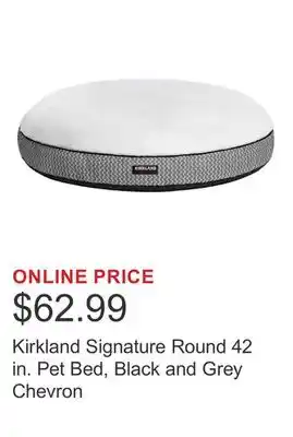 Costco Kirkland Signature Round 42 in. Pet Bed, Black and Grey Chevron offer