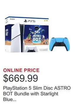 Costco PlayStation 5 Slim Disc ASTRO BOT Bundle with Starlight Blue DualSense Wireless Controller offer