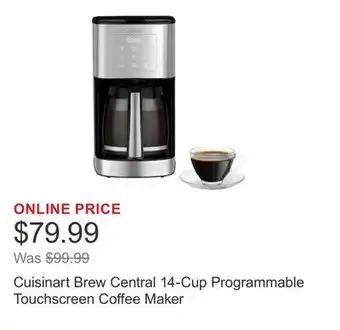 Costco Cuisinart Brew Central 14-Cup Programmable Touchscreen Coffee Maker offer