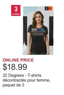 Costco 32 Degrees - T-shirts décontractés pour femme, paquet de 3 offer