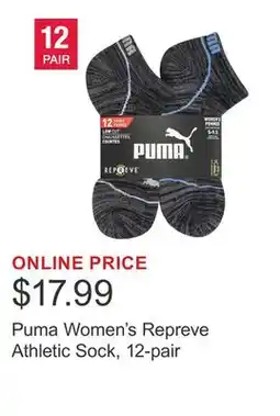 Costco Puma Women's Repreve Athletic Sock, 12-pair offer