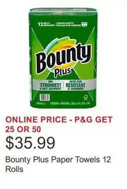 Costco Bounty Plus Paper Towels 12 Rolls offer