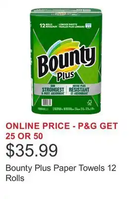 Costco Bounty Plus Paper Towels 12 Rolls offer