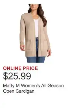 Costco Matty M Women's All-Season Open Cardigan offer