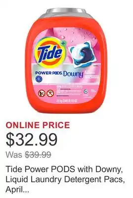 Costco Tide Power PODS with Downy, Liquid Laundry Detergent Pacs, April Fresh, 79-count offer