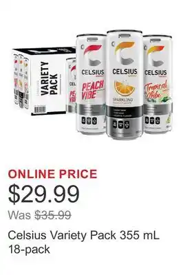 Costco Celsius Variety Pack 355 mL 18-pack offer