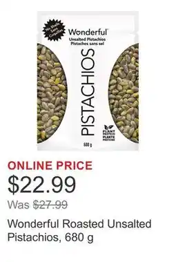 Costco Wonderful Roasted Unsalted Pistachios, 680 g offer