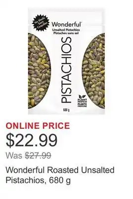 Costco Wonderful Roasted Unsalted Pistachios, 680 g offer