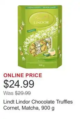 Costco Lindt Lindor Chocolate Truffles Cornet, Matcha, 900 g offer