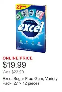 Costco Excel Sugar Free Gum, Variety Pack, 27 × 12 pieces offer