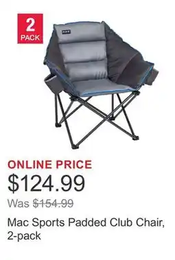 Costco Mac Sports Padded Club Chair, 2-pack offer