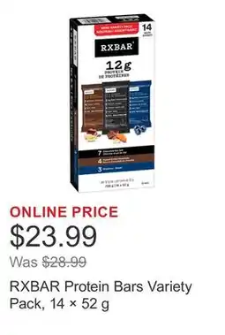 Costco RXBAR Protein Bars Variety Pack, 14 × 52 g offer