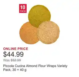 Costco Piccola Cucina Almond Flour Wraps Variety Pack, 30 × 40 g offer