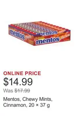 Costco Mentos, Chewy Mints, Cinnamon, 20 × 37 g offer