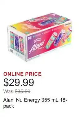 Costco Alani Nu Energy 355 mL 18-pack offer