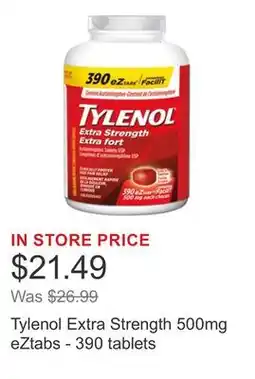 Costco Tylenol Extra Strength 500mg eZtabs - 390 tablets offer