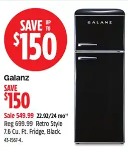 Canadian Tire Galanz Retro Style 7.6 Cu. Ft. Fridge, Black offer