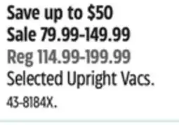 Canadian Tire Bissell Selected Upright Vacs offer