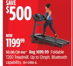 Canadian Tire Horizon Foldable T202 Treadmill Up to 12mph Bluetooth capability offer