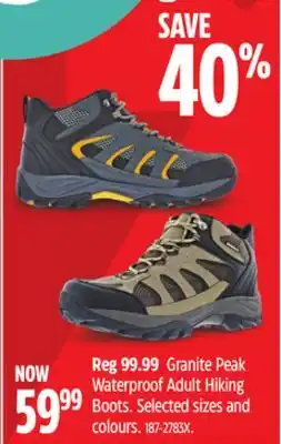 Canadian Tire Granite Peak Waterproof Adult Hiking Boots offer