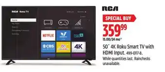 Canadian Tire RCA 50˝ 4K Roku Smart TV with HDMI Input offer