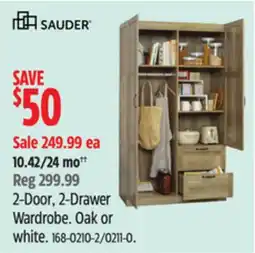 Canadian Tire Sauder 2-Door, 2-Drawer Wardrobe offer