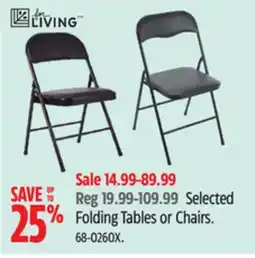 Canadian Tire FOR LIVING Selected Folding Tables or Chairs offer