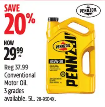 Canadian Tire Pennzoil Conventional Motor Oil offer