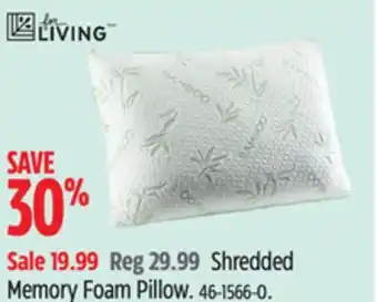 Canadian Tire FOR LIVING Shredded Memory Foam Pillow offer