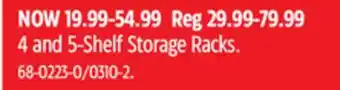 Canadian Tire Mastercraft 4 and 5-Shelf Storage Racks offer