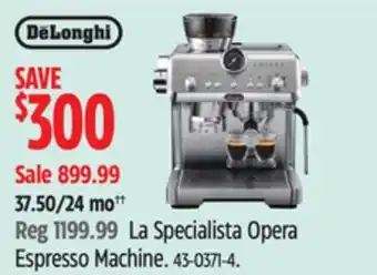 Canadian Tire Delonghi La Specialista Opera Espresso Machine offer