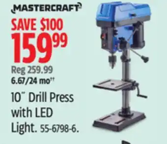 Canadian Tire mastercraft 10˝ Drill Press with LED Light offer