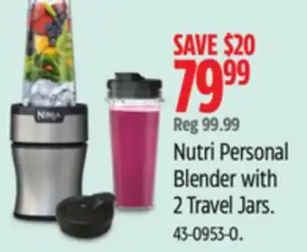 Canadian Tire Ninja Nutri Personal Blender with 2 Travel Jars offer