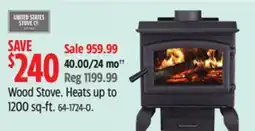 Canadian Tire US Stove Company Wood Stove Heats up to 1200 sq-ft offer