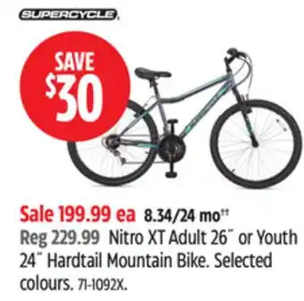 Canadian Tire Supercycle Nitro XT Adult 26˝ or Youth 24˝ Hardtail Mountain Bike offer