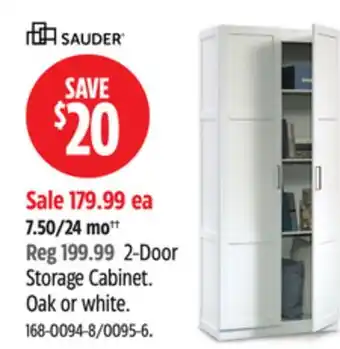 Canadian Tire Sauder 2-Door Storage Cabinet. Oak or white offer