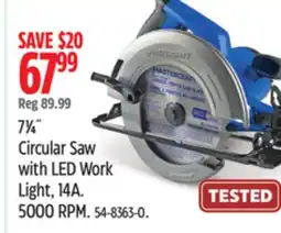 Canadian Tire Mastercraft71⁄4˝ Circular Saw with LED Work Light offer