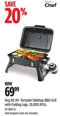 Canadian Tire Master Chef Portable Tabletop BBQ Grill with Folding Legs offer