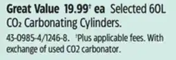 Canadian Tire Sodastream 60L CO2 Carbonating Cylinders offer