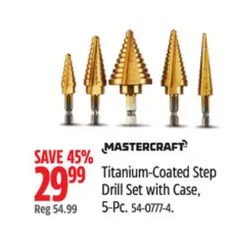 Canadian Tire mastercraft Titanium-Coated Step Drill Set with Case, 5-PC offer