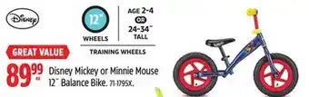 Canadian Tire Disney Mickey or Minnie Mouse 12˝ Balance Bike offer