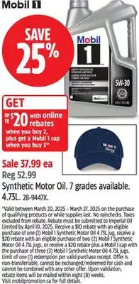 Canadian Tire Mobil Synthetic Motor Oil offer