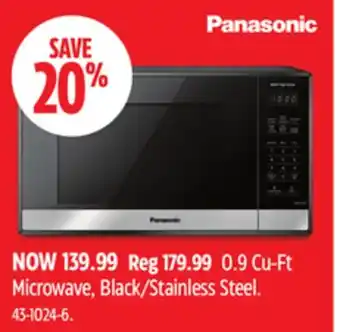 Canadian Tire Panasonic 0.9Cu-Ft Microwave, Black/Stainless Steel offer