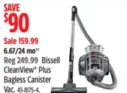 Canadian Tire Bissell CleanView Plus Bagless Canister Vac offer