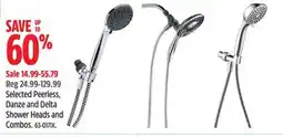 Canadian Tire Selected Peerless, Danze and Delta Shower Heads and Combos offer